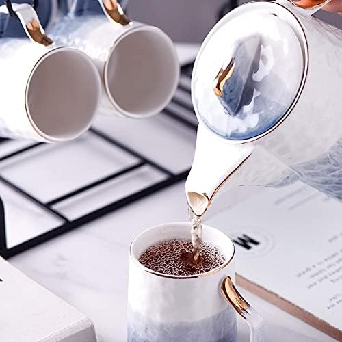 Razzum chinês Gongfu Tea Conjunto de chá de gradiente de cerâmica conjunto de chá, incluindo um pote de chá 6 xícaras de chá 6 colher um suporte de metal caneca adequado para uso em casa Kettle Kettle Caneca de chá de chá de chá conjunto de panela