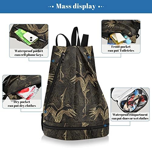 Guindastes boho saco de mochila de cordão para homens para homens esportes saco de ginástica com compartimentos molhados