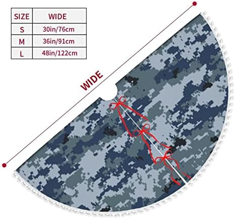 Saia de árvore de Natal azul camuflagem macia saia de árvore de Natal macio de 36 polegadas de espessura com acabamento