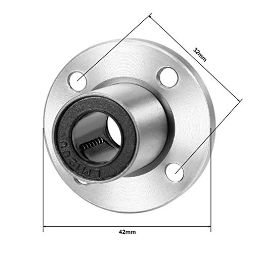 UXCELL LM12UU FLANGE ROLAMENTOS LINHO ROLAMENTOS DE BALA, 12mm DIA, 21mm OD, 30 mm de comprimento