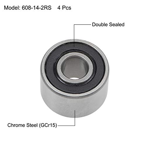 UXCELL 688-2RS Rolamentos de esferas de ranhura profunda 8mm Interior dia 16 mm OD 5mm Bore Double selado aço cromado