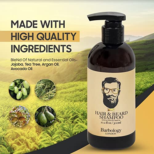 Barbologia Londres 2-em 1 barba e shampoo de rosto para homens com óleo de jojoba, óleo de argan e óleo de abacate,