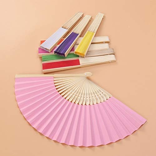 Toyandona 18pcs Fãs dobráveis ​​de papel, 7 polegadas de branco/rosa/multicolor DIY Fan portátil para casal Decoração Decoração Festa de fantasia