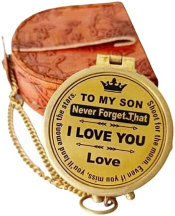 Bússola ao meu filho Compassunha Compassuidade com o caso do filho Antique Náutico Aventura Ferramenta de Sobrevivência Tool Antique Collectible Compass Prese