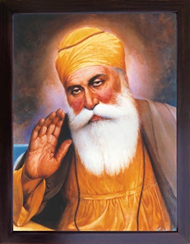 Guru sikh, gurunank dev ji dando bênção e usando mala, uma imagem de quadro para pessoas religiosas sikh, um pôster