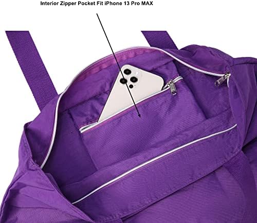 Fechamento dobrável de zíper grande bolsa grande máquina lavável nylon resistente a água de viagens de ginástica bolsa de praia