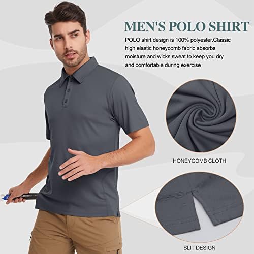 Condyoo Polo Camisetas para homens Golfe de manga curta Camas de pólo esportivo camisetas táticas de tênis casual de tênis