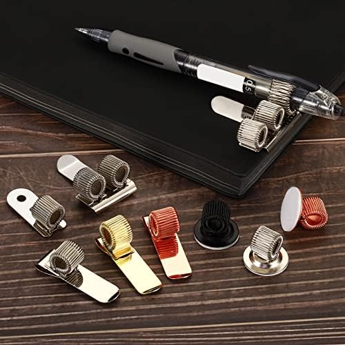 Clipes de portador de caneta Patikil, 3pcs Metal Horizontal Portable Spring Loop Lápis Organizador para notebook de bolso de negócios de escritório, Multicolor