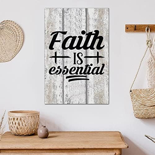 12x18in Wood Sign citações positivas cristãs dizendo que a fé é essencial retro bíblia versículo de madeira pendurada placa