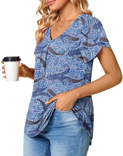 Tops casuais fofos para feminino manga curta vneck spandex flor gráfico relaxado tops tshirt ladies 2023 bx