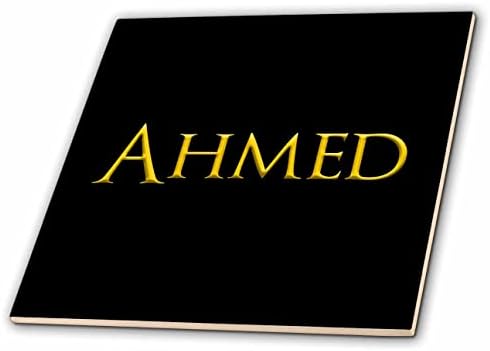 3drose Ahmed lindo nome de menino na América. Amarelo em preto - telhas