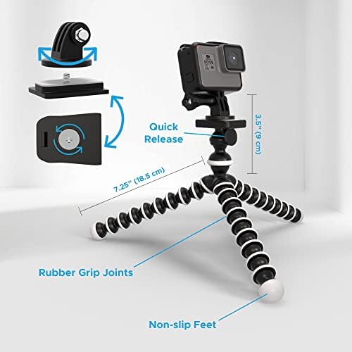 Digicharge 10 '' 'Octopus Flexível Câmera de Tripé + Montagem de Cames de Ação, Compatível com GoPro Hero11 Hero10