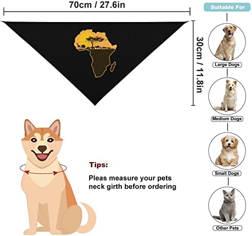 Mapa africano de safari adorável cão bandanas padrão triângulo de estimação de cachorro lavável para cachorro lava -bone
