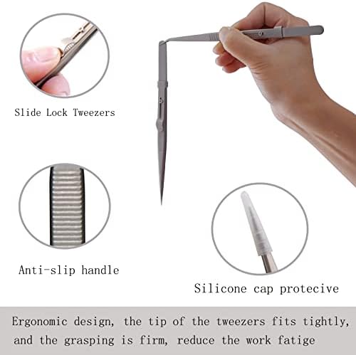 Tweezers, 5pcs de pinça de precisão - pinças de aço inoxidável anti -estática para eletrônicos, fabricação de jóias, trabalho