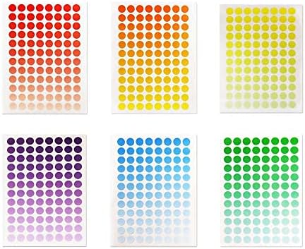 Owlfavo 2028 contagem de tamanhos variados rótulos de codificação de cores redondos adesivos círculos de ponto, 5 tamanhos mistos, 6 cores de gradiente
