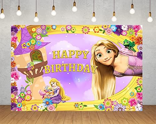 Cenário amarelo da princesa Rapunzel para decorações de festas de aniversário Banner emaranhadas para suprimentos para festas