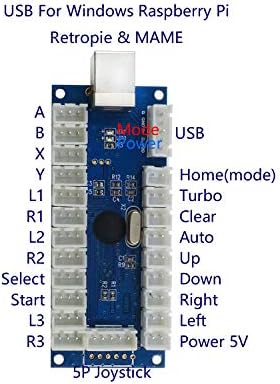SJ@JX Botões de kit DIY de jogo de arcade JX com logotipo LED 8 Vias do Joystick USB Cable Controller para PC Mame Raspberry Pi