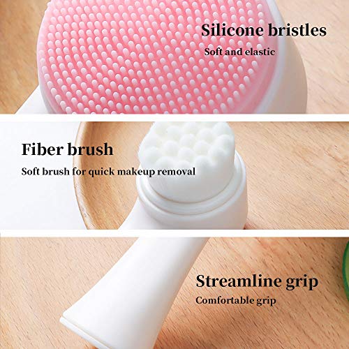 Escovas de face duplo lados, barra de silicone vertical de suporte 3D, pincel de pincel de limpeza facial de 2 pol.