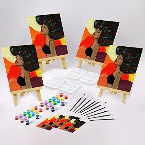 Vochic 4 pacote 8x10 kits de festa kits kit de pintura de lona pré -desenhado lona para pintar para adultos tinta e gole de suprimentos de festa