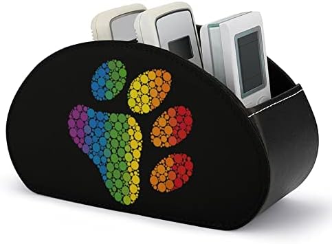 PAW de cachorro LGBT Rainbow Dot Pegada Remote Control titular com 5 Compartamentos TV Remote Organizer Box Storage Container