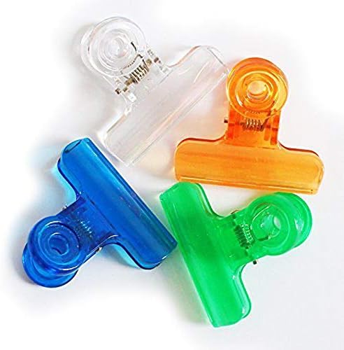 2050 Diversão transparente colorido plástico bulldog clipes 50mm - pacote de 12