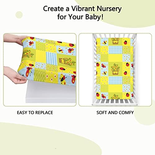 Folhetos de mini berço com temas de berçário, lençóis mini -berços portáteis Criança de colchão macio de colchão - lençol de