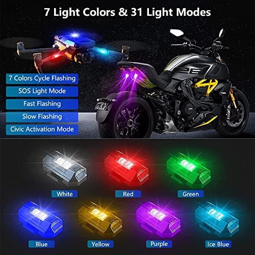 LECART 8PCS LED Anti-Colision Strobe Lights 7 Cores Charge Usb Carregamento Mini Luzes de Aviso de Emergência de LED para