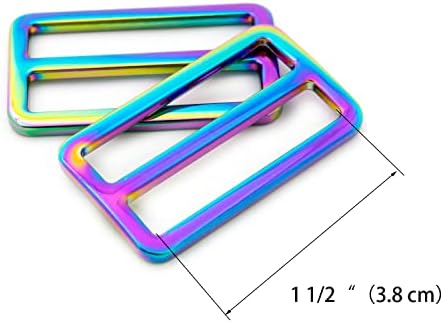 Sliders de ajustador de metal plano arco -íris, controles deslizantes de cinto de 4 cps, tatilhão de fivela para cinta de
