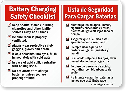 Lista de verificação de segurança do SmartSign “Carregamento da bateria” | 10 x 14 plástico