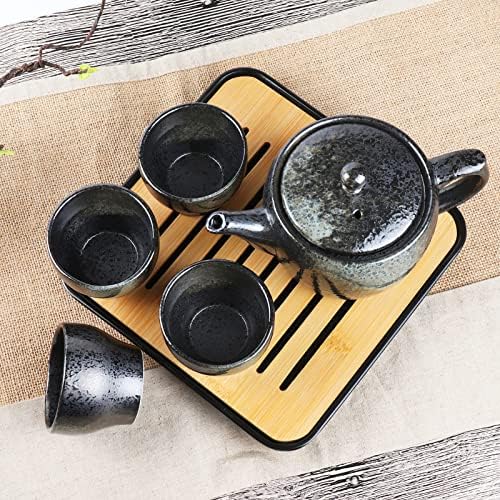 Conjunto de chá japonês de cerâmica de escolha hannah, conjuntos de chá preto com 1 bule, 4 xícaras de chá, 1 bandeja de chá, 1 infusor
