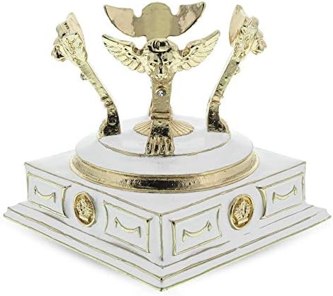 Bestpysanky dourado mãos no esmalte branco Pedestal Metal Egg Stand Display