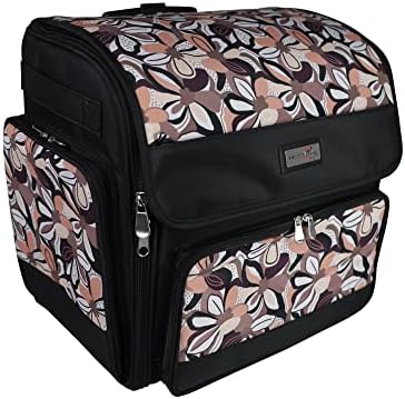 Tudo o que Mary Deluxe colapsível bolsa de artesanato, floral marrom - bolsa de scrapbook com rodas para scrapbooking