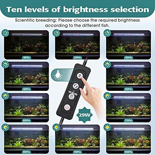 Hygger Full Spectrum Aquarium Aquarium LED LED com 10 níveis de brilho, LEDs verdes azuis brancos, timer de 6H8H12H, luz RGB para tanque