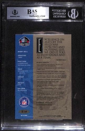 7 Bobby Bell - 1998 Ron Mix Hof Platinum Auto Futebol Cartões Classificados BGS Auto - Bolsas de futebol autografadas