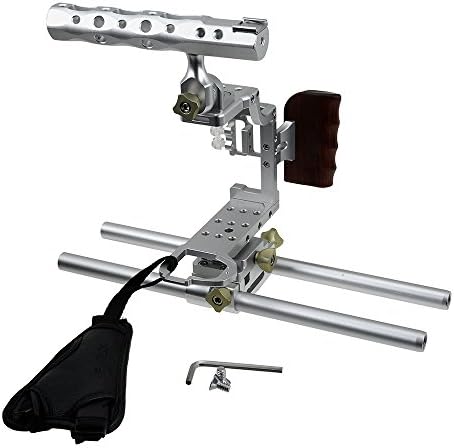 Fotodiox Pro Cinema Silver Sharkcage para câmeras Sony A7ii -Série - Habitação de Esqueleto, Cage de Vídeo Protetivo