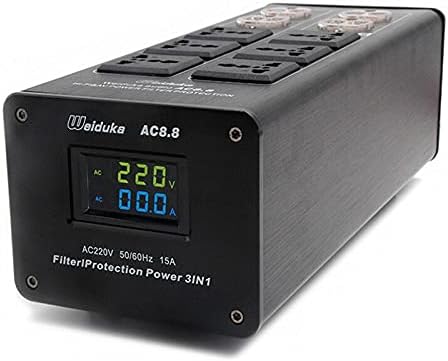 AC8.8 3000W 15A Filtro de alimentação de áudio CA Power Socket com tela LED dupla