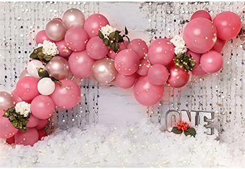 Floral Balloons Backdrop For Girls Cake Smash Party 7x5ft Fabric Baby Girls 1st Birthday Photo Caso -pano de fundo Fotos de aniversário Penas de um ano de festa de aniversário decoração