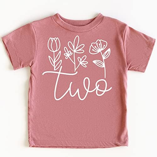 Duas camisas florais de 2º aniversário para crianças pequenas do segundo aniversário