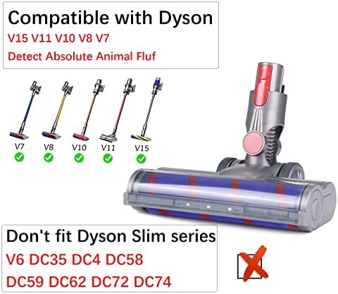 Escova de rolos macios atualizados Hestia, pincel de rolos rígidos adequado para Dyson V7 V8 V10 V11 V15 sem fio Vacuum Cleante