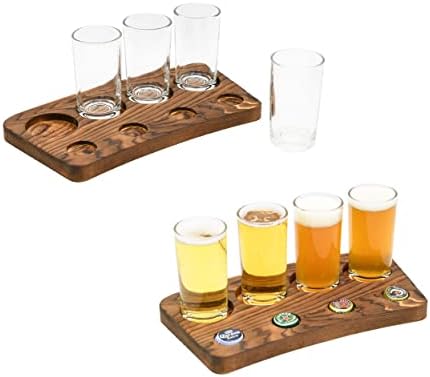 Owlgift Craft Beer degustação Rack de vôo, transportadoras de vidro e suporte de tampa de garrafa, amostrador de