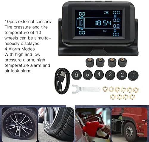 TPMs de caminhão, sistema universal de monitor de pressão dos pneus sem fio com 10 sensores para reboque para motorhome