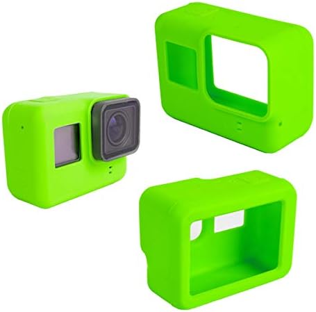 GO CAMANHA DE Ação Pro Action Case de protetor de silicone + tampa de tampa da lente, acessórios de manga GoPro para o Hero da GoPro 5 6 7, verde