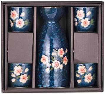 Hinomaru Collection Sake de estilo japonês conjunto com decantador de garrafa de garrafa Tokkuri de 12 fl oz e quatro