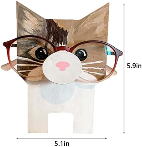 Porta de óculos de animais criativos de Newdezhi, porta -óculos de madeira, óculos de estimação fofos para crianças, óculos