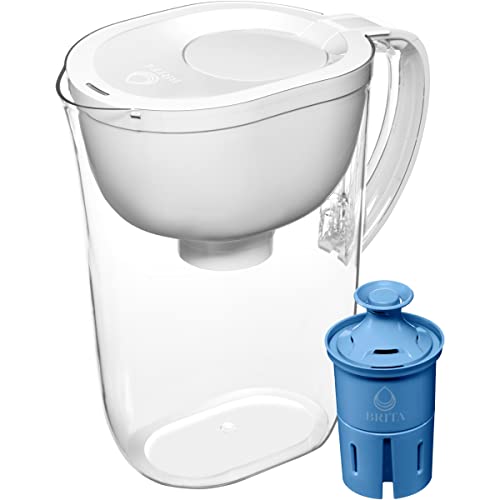 BRITA GRANDE FILTER DE ÁGUA PARRA PARA A TAP E POTULHAR COM INDICADOR DE MUDANÇA DE FILTRO DE SMARTLIGHT + 1 Filtro de elite, reduz 99% do chumbo, dura 6 meses, capacidade de 10 xícaras, branco