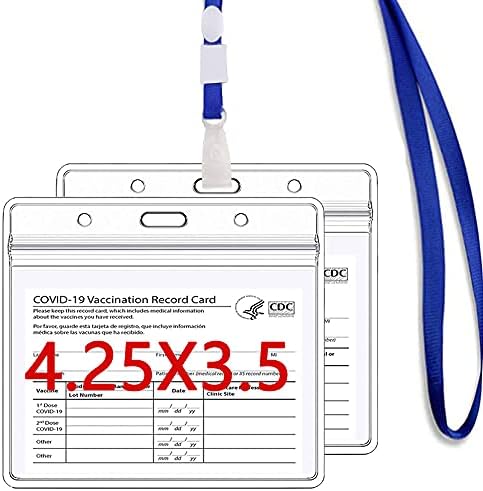 4,25 x 3,5 polegadas CDC Vaccine Card Protector para vacinação de imunização Recorde de identificação clara e à prova d'água Tag