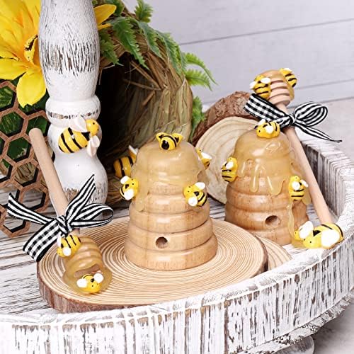 Decoração de bandeja em camadas de abelhas com madeira Fake Honey Hive Dippers Bumble Bee Gifts for Women Decorações para