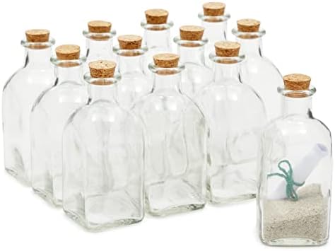 Juvale 12 pacote garrafas de vidro transparente com tampas de cortiça, pequenos vasos de poção de estilo vintage
