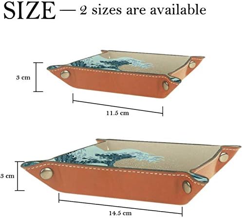 Dados de rolamento Dados Rolamento Bandejas de jóias quadradas de couro e relógio, chave, moeda, caixa de armazenamento de doces 14,5 cm/5.7 na onda de estilo japonês