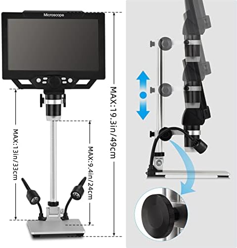 Microscópio digital LCD Koolertron de 9 polegadas com cartão TF de 32g, ampliação de 12mp 1600X 1080p Microscópio USB,